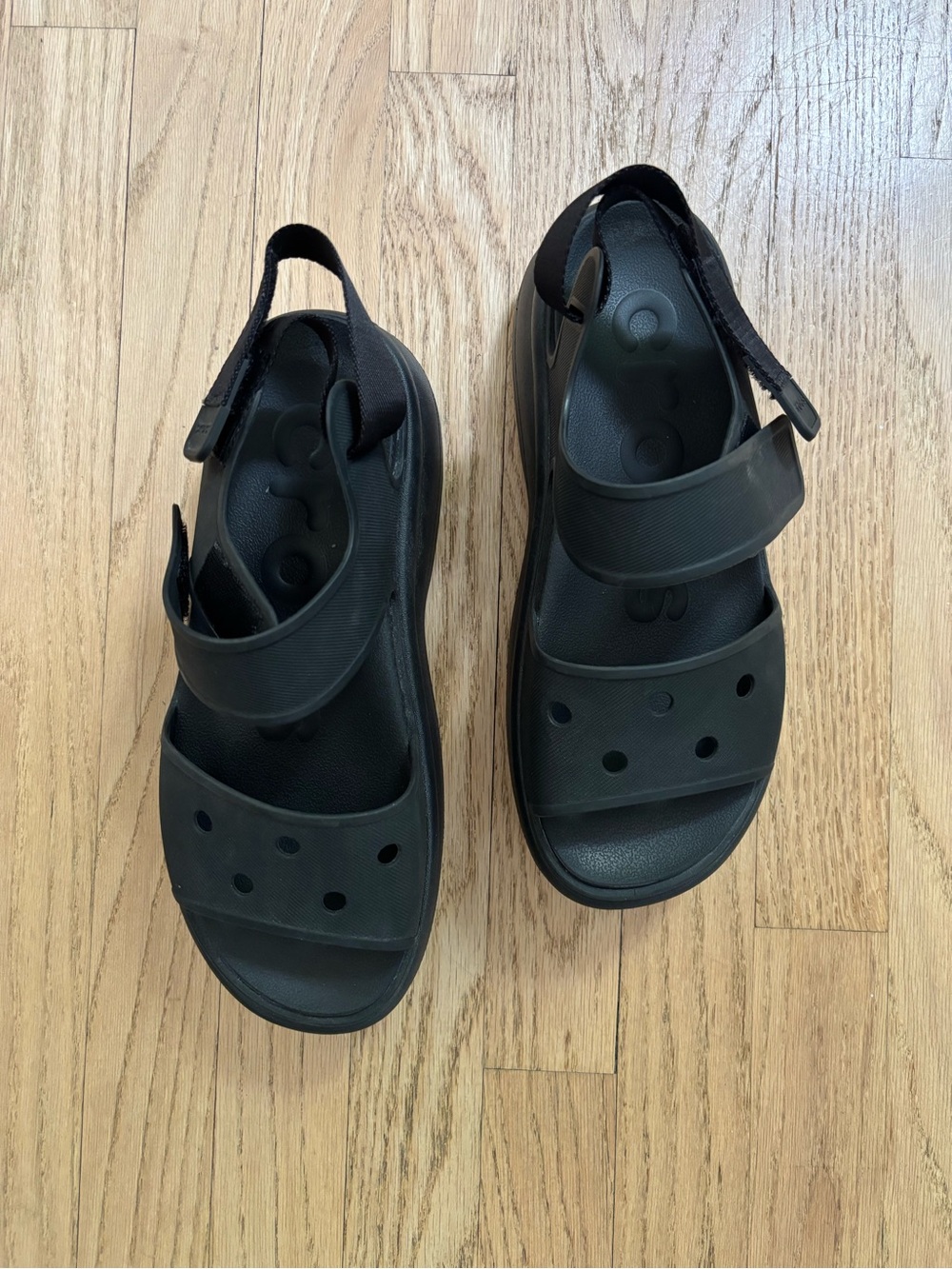 Crocs Black Platform Rubber Sandals size women’s 9
